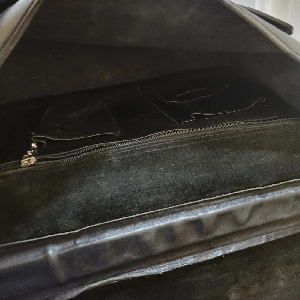 Rare Vintage Rockport Black Full Grain Leather Briefcase